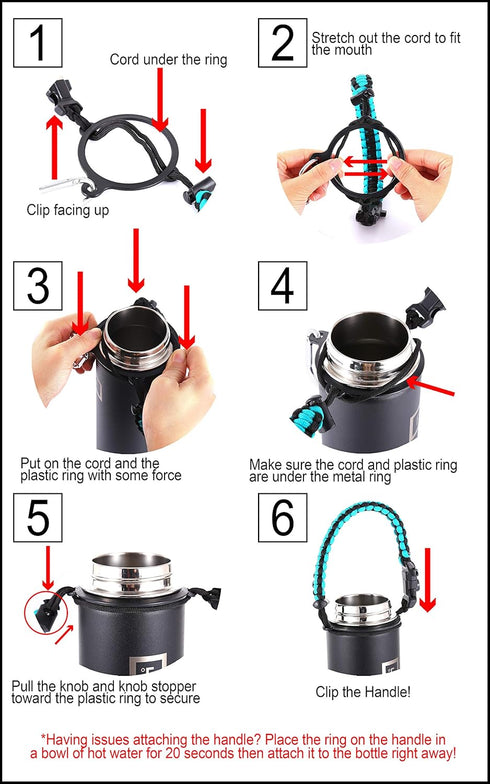IRON °FLASK Paracord Handle, Fits Wide Mouth Water Bottles, Durable Carrier, Secure Accessories, Survival Strap Cord