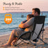 NEWBULIG Low Beach Chair Folding Camping Chair for Adults, Low Profile Lawn Chair with Cup Holders & Carry Bag, Extra