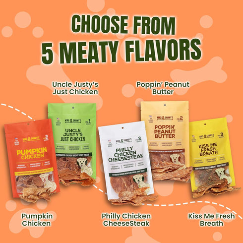 Gourmet Chicken Jerky Dog Treats, Cage-Free, No Additives, Made in The USA (Pumpkin Chicken 5 oz)