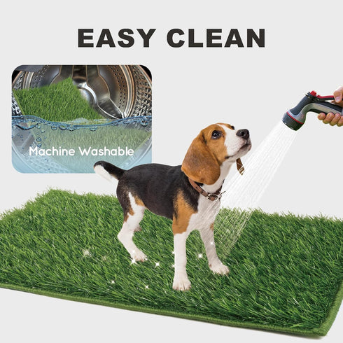 HQ4US 4LEGS Seamless, Dog Grass Pad with Tray Foldable Dog Litter Box High Walls, Odor Free Artificial Grass for Dogs