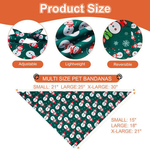 Agroon 3PCS, 6 Christmas Dog Bandanas XLarge Pattern Holiday Scarf for Boy and Girl, Triangle Reversible Bibs Breed