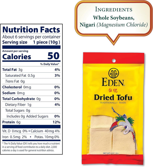 2 oz Eden Dried Tofu, Traditionally Made in Japan, Freeze Dried, Quick Cooking, Fine Grained