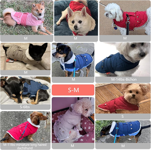 KYEESE Dog Coat, Warm Pet Winter Coat with Leash Hole, Windproof, Waterproof, Fleece Lined for Small Dogs