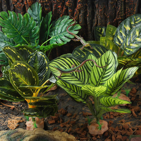 IBWell Reptile Terrarium Plants - Tortoise Habitat Accessories, Artificial Spider Plant for Gecko, Ball Python