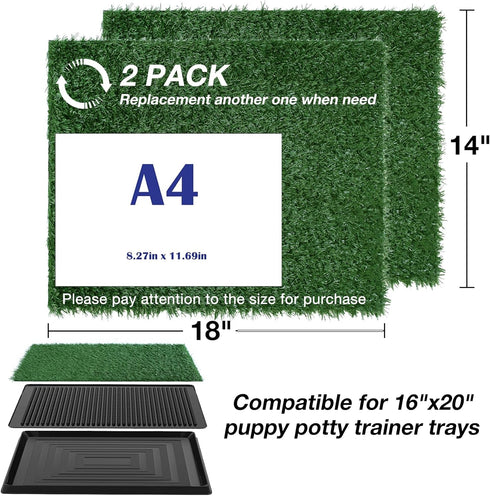 18 14 Inches 2 Pack, GLOBREEN Puppy Artificial Grass Pee Pad for Dogs Potty Training - x Replacement Pet Fake Grass Mat