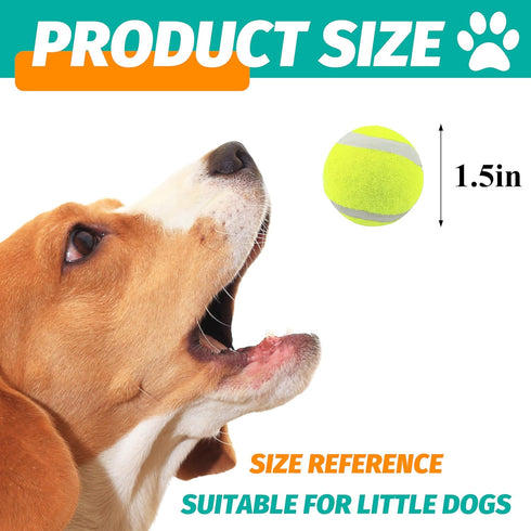 Dog Tennis Balls X-Small 1.5" Pack of 12, Fit for Ball Launchers - Dog Toys