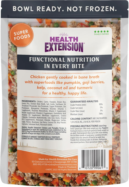 Health Extension Gently Cooked Fresh Chicken & Pumpkin (9oz) | All Life Stages | Boosts Taste & Nutrition | Cooked in Bone Broth