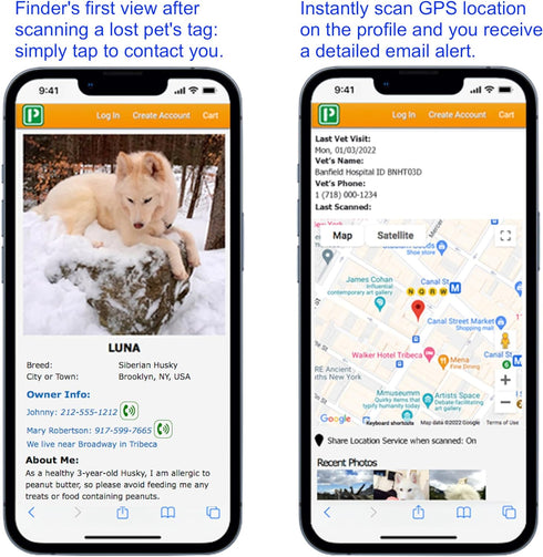 QR & NFC Pet Tag, Easy Scan Instant Location Alerts, Smart AI-Featured Pet Profile for Dogs (Black Paw)