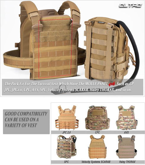 Tactical Small MOLLE Hydration Pack, Outdoor Water Bladder Carrier Pack for Vest Backpack