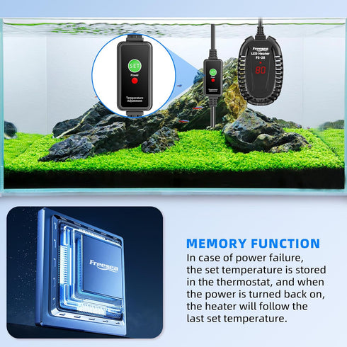 FREESEA Aquarium Fish Tank Heater, 50W Submersible Turtle Heater with Adjustable Temperature Controller