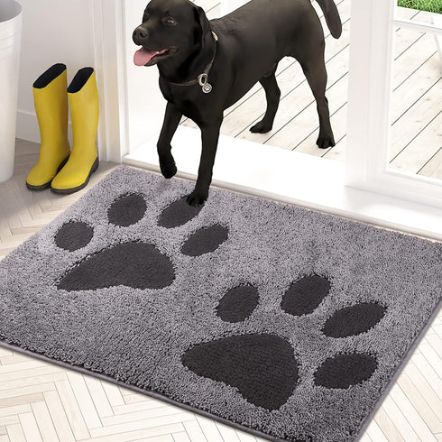 PURRUGS 20" x 31.5" Dirt Trapper Door Mat, Non-Skid Microfiber Entryway Rug, Super Absorbent Welcome Mat for Shoes, Grey