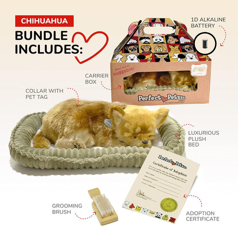 Original Petzzz Chihuahua Dog Toys for Kids and Elderly, Realistic Battery-Operated Stuffed Animal