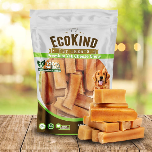EcoKind Himalayan Yak Cheese Dog Chew | All Natural Premium Treats, Healthy & Safe for Dogs, Long Lasting, 4-Pack