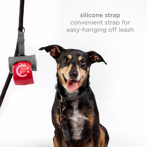 2 Ubbi Retractable Dog Poop Bag Holder and Dispenser with Silicone Strap Leash Attachment, Includes Rolls of Lavender