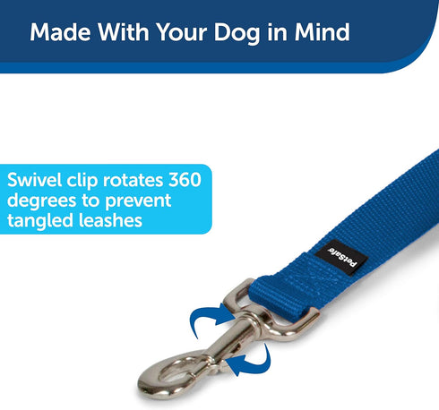 PetSafe Nylon Dog Leash, Strong Durable Traditional Style with Easy to Use Bolt Snap, 3/4 in. x 6 ft., Royal Blue