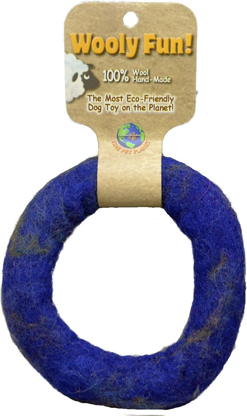 One Pet Planet Wool Dog Toy, 5-Inch, Blue