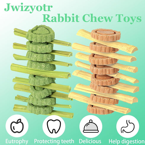 Jwizyotr 2 Chinchillas Rabbit Chew Toys for Teeth PCS Guinea Pig Chews Treats Rat Cage Accessories with Papaya Stems