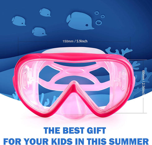 Kids Snorkel Swim Mask, Child Diving Mask with Anti-Fog Goggles and Nose Cover for Snorkeling