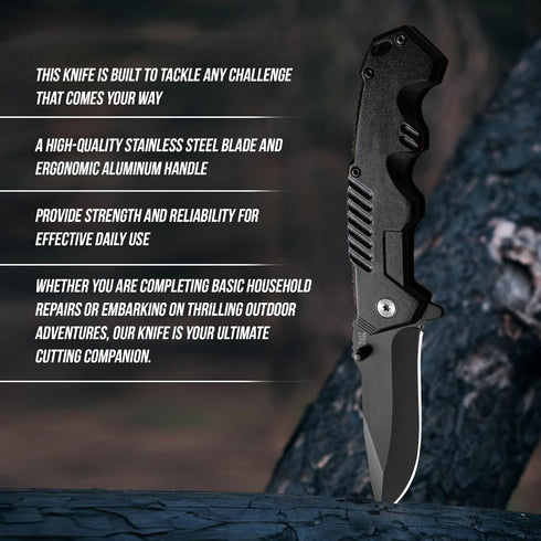 Pocket Folding Knife Set, Stainless Steel Clip Point Lock Blade Knives for Camping