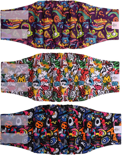 CuteBone Dog Diapers Male Washable Belly Band for Male Dogs Wraps Black