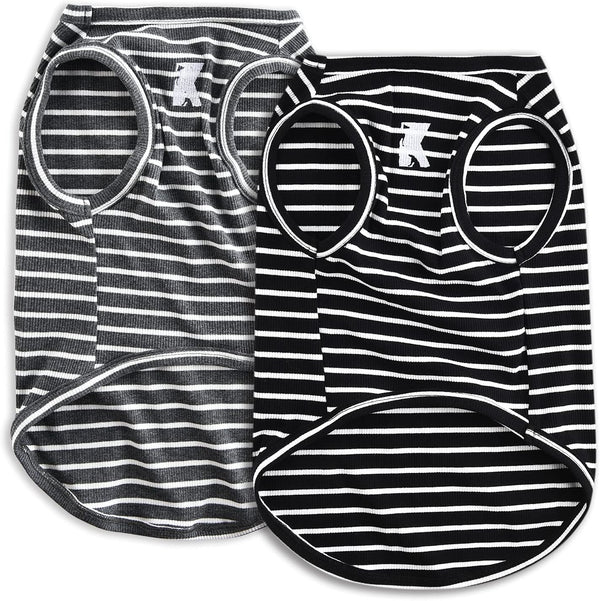 Koneseve Dog Shirt Vest, Lightweight Stretchy T-Shirts for Small Medium Large Dogs, Soft Cool Sleeveless Stripe Vests,