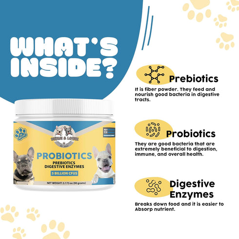 Dog Probiotics and Cat Probiotics, 5 Billion CFUs + Prebiotics for Digestive Health & Immune Support
