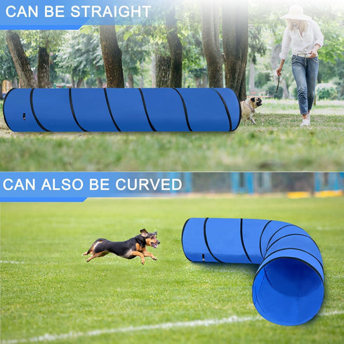 10FT Blue Dog Agility Tunnel - Training Equipment with Carry Bag