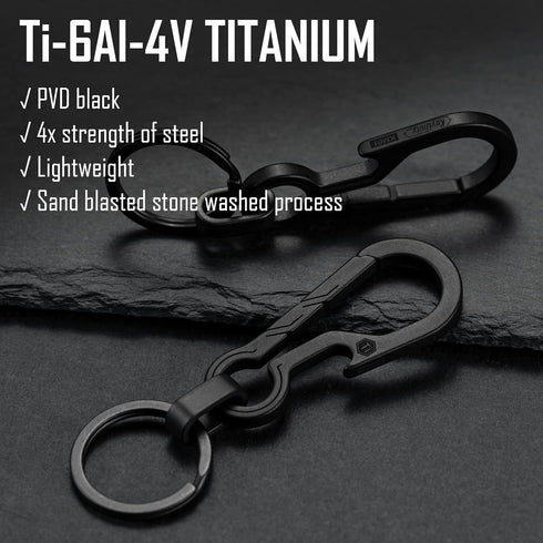 KeyUnity KM01 Titanium EDC Keychain Clip - Quick Release Carabiner Key Ring Holder for Men