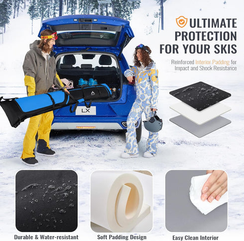 Ski Bag and Boot Bag Combo - Padded Ski Carrier Bag for Air Travel, Fits Skis Up to 200 CM