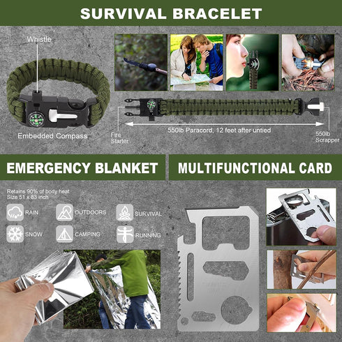 Kleclcw 150 Gifts for Men Christmas Dad, Survival Kit, PCS Survival Gear and Supplies Equipment with Trauma Bag, Molle