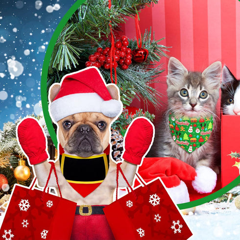 40 Pcs Christmas Dog Bandanas Bulk Adjustable Xmas Dog Scarves Bibs Triangle Reversible Puppy Bandana Pet Neckerchief