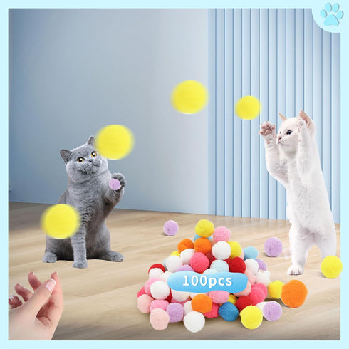 DODHEG 24 Pcs Colorful Pet Balls, Soft Plush Balls, Cat's Favorite Toy Ball, Interactive Cat Toy.