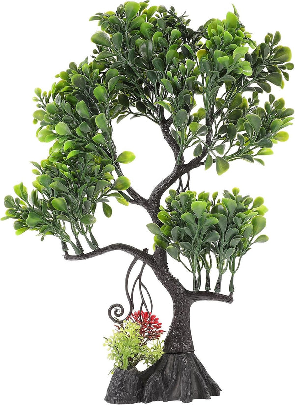 Ipetboom Green Artificial Plastic Plants, Aquarium Bonsai Tree Plant Fish Tank Decorations for Goldfish Betta