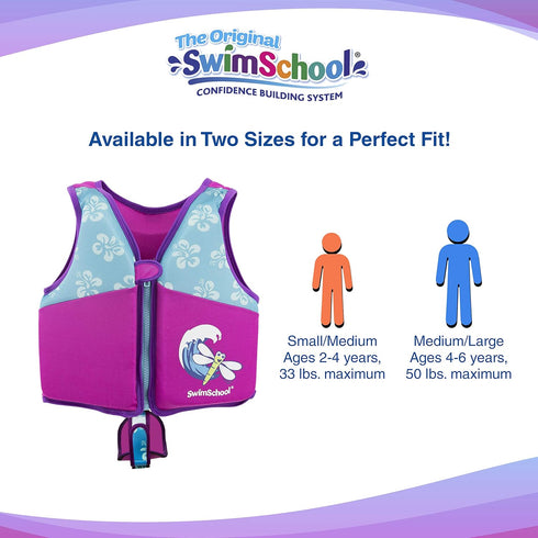SwimSchool Kids Swim Trainer Vests for Toddlers Ages 2-6 – Boys/Girls – Multiple Colors and Styles