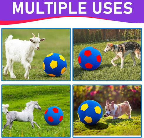 4 Pcs Goat Ball Toy Set with Covers - Anti Burst Training Toy with Inflator Pump for Goats (18inch, Red and Purple)