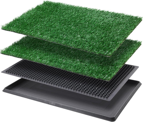 LOOBANI Dog Grass Pad with Tray, Large Indoor Dog Potties for Apartment Training with 2 Replacement Pads