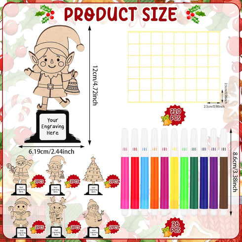XEQWZVFR 18 Set 36 Paint(6 Pcs DIY Wooden Trophy Coloring Wooden Trophy Award Crafts Color Pens Sticker Unfinished