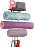 VINAEMO Yoga Mat Holder Accessories - Wall Mount Organizer with 4 Hooks and Wooden Shelves for Foam Roller and Towel