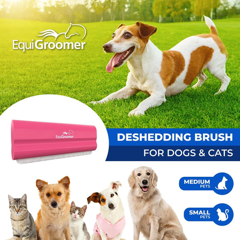 EasyGroomer Deshedding Brush for Dogs and Cats | Pink | Undercoat Tool for Large & Small Pets | Comb Removes Loose Fur