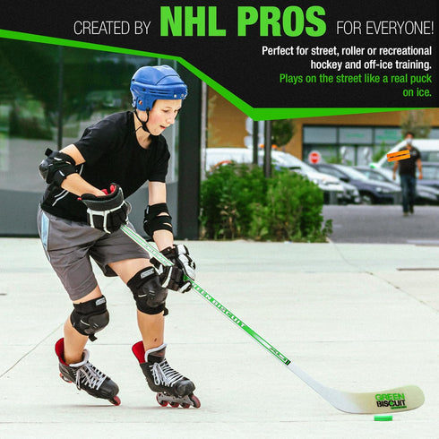 Green Biscuit Hockey Pucks 2 Pack, Green and Pink Passer Street Pucks with Free GB Sticker