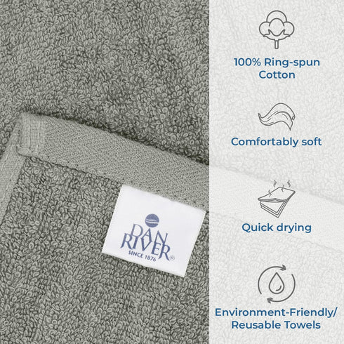DAN RIVER 100% Cotton Dog Bath Towel, Ultra Soft 450 GSM, Quick Drying, Paw Embroidered Pattern, 20x40 inches