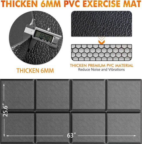 Foldable Exercise Equipment Mat, Waterproof Non-Slip Treadmill Mat for Home Gym, Bike, Rowing Machine, Elliptical
