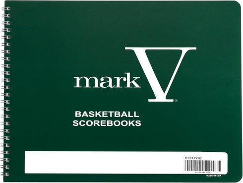Plain Cover Mark V Basketball Scorebook, 8.5 x 11 Hardback, 30 Games, 15 Player Positions
