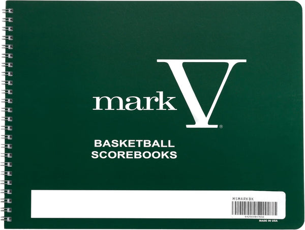 Plain Cover Mark V Basketball Scorebook, 8.5 x 11 Hardback, 30 Games, 15 Player Positions