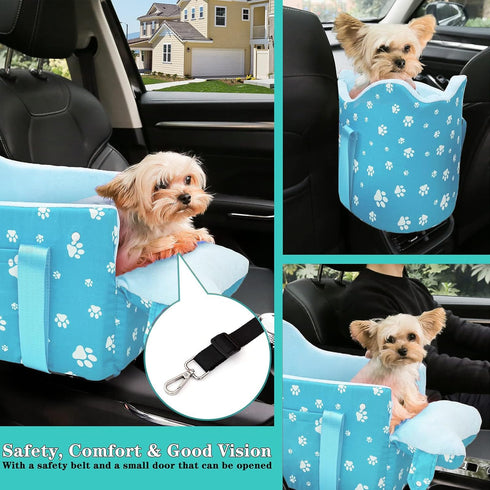 15lbs,Detachable Cullaby Center Console Dog Car Seat for Small Dogs Under Washable Booster Pet Car Seat Travel Bed