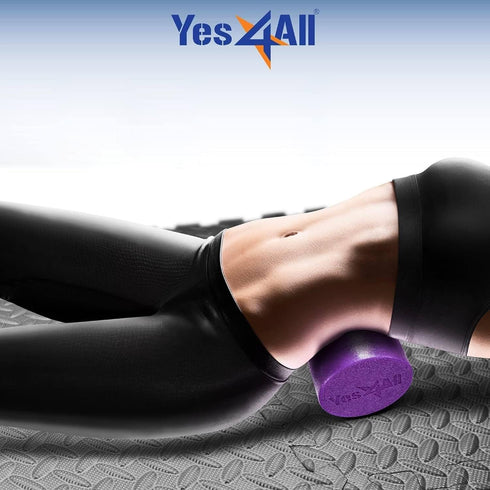 Yes4All Medium Firm Round PE Foam Roller, 12, 18, 24, 36 Inches for Pilates, Yoga, Stretching