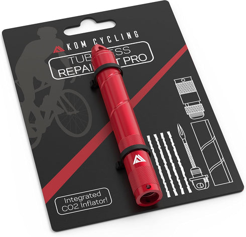 KOM Cycling Tubeless Tire Repair Kit for Bikes, 8 Colors, Fixes Mountain Bike and Road Bicycle Punctures