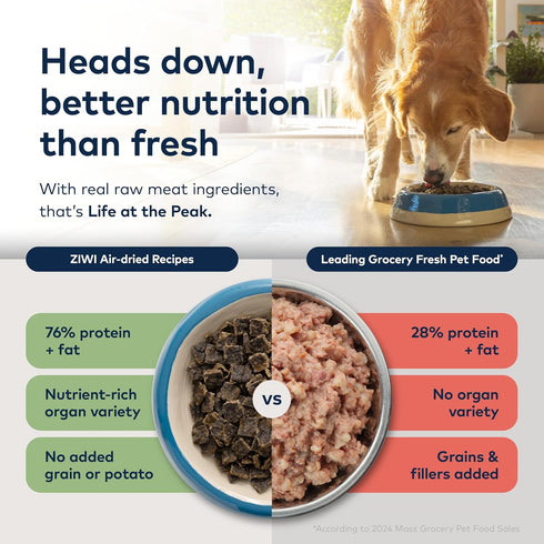 (3.5oz) ZIWI Peak Air-Dried Dog Food Beef - All Natural, High Protein, Grain Free, Limited Ingredient w/Superfoods
