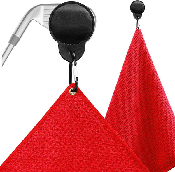 ZOEA Magnetic Towel Clip for Golf Towel, Microfiber Waffle Pattern Towels with Industrial Strength Magnet, 1 Red 27 * 20