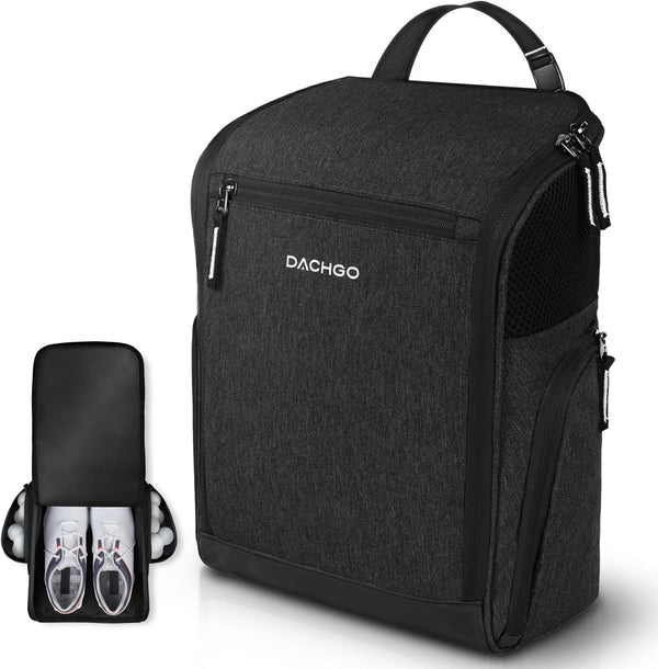 Golf Shoe Bag for Men Women, Padded Carry Bags with Clasped Strap Handle & Side Ventilation, 3 Pockets for Accessories